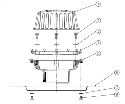 Zurn Z121 12-In. Roof Drain Diagram And Parts List 