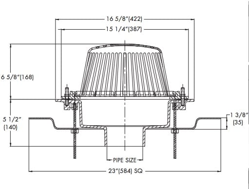 Watts RD-300-F Roof Drain With Adjustable Extension Flange Specifications